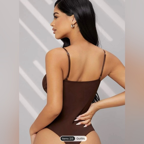 Seam Front Sheer Mesh Insert Cami Bodysuit size XL/12 - Picture 2 of 3